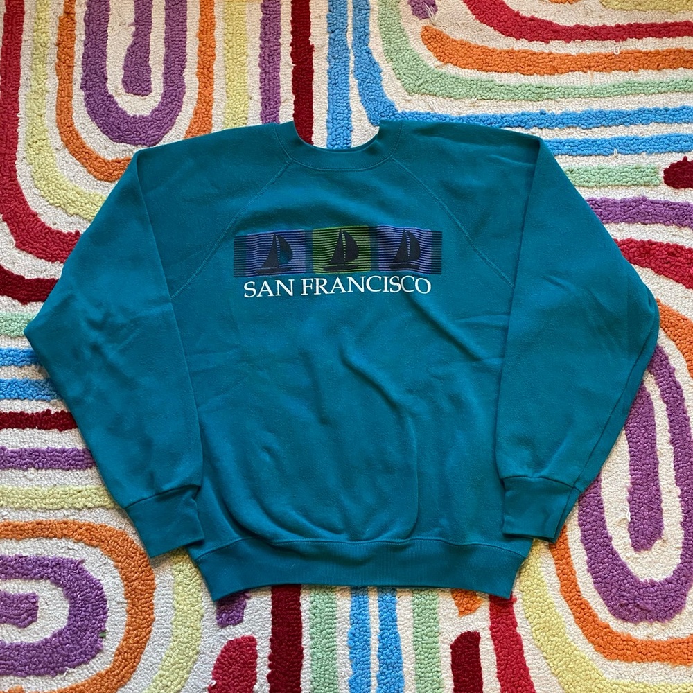 Vintage San Francisco Sailboat Graphic Crewneck Sweatshirt
